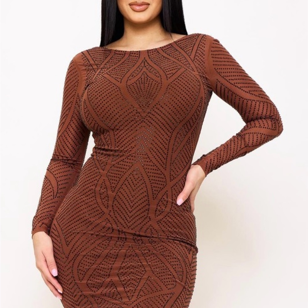 Brown Long Sleeve Dress